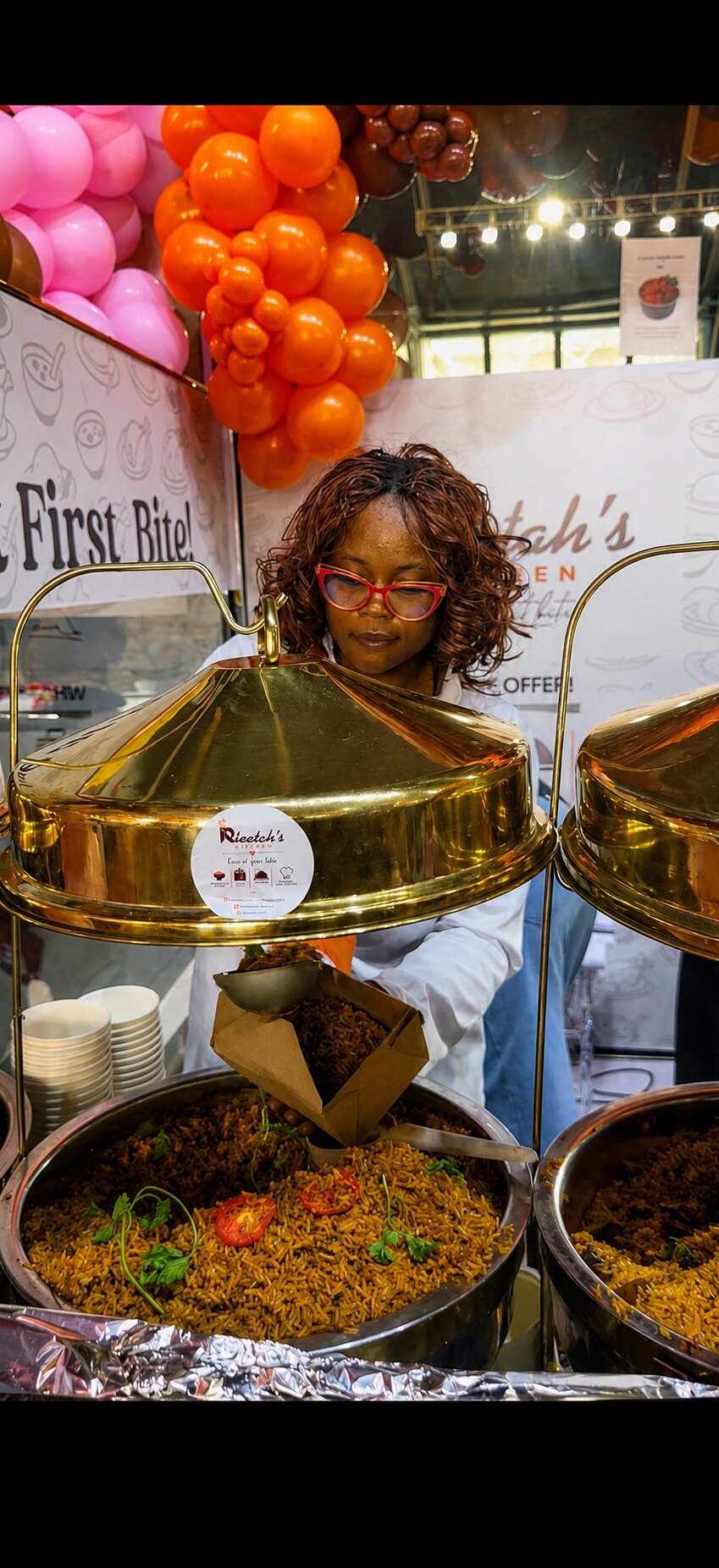 Rita cooking at the big pots