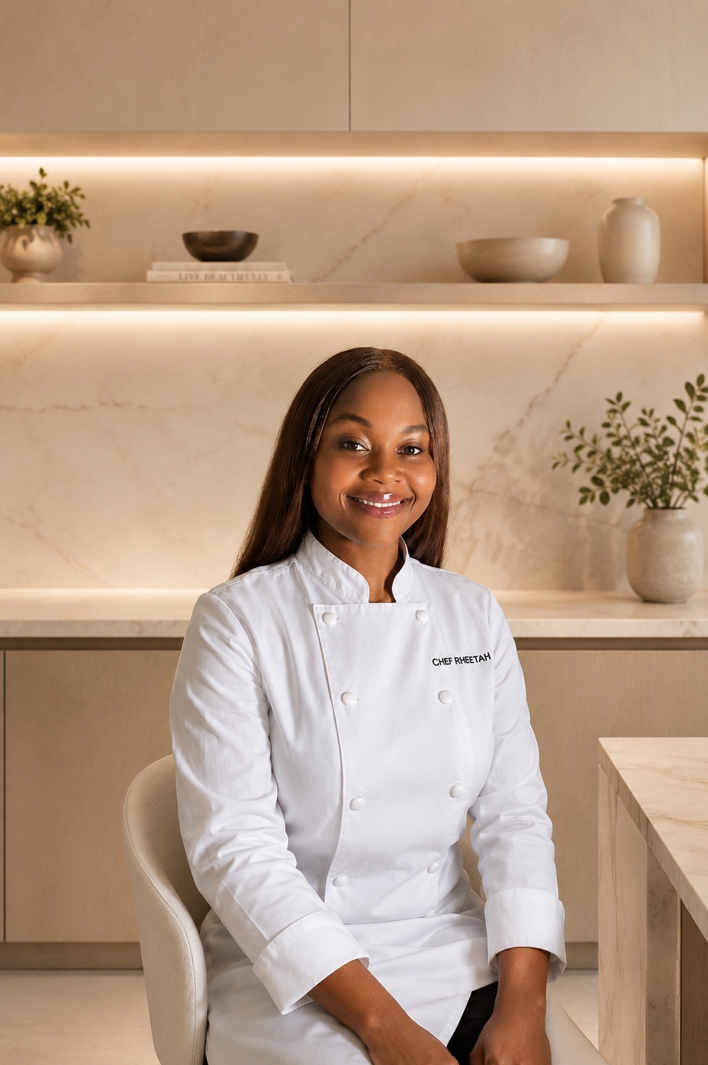 Chef Rita Mensah in her chef whites